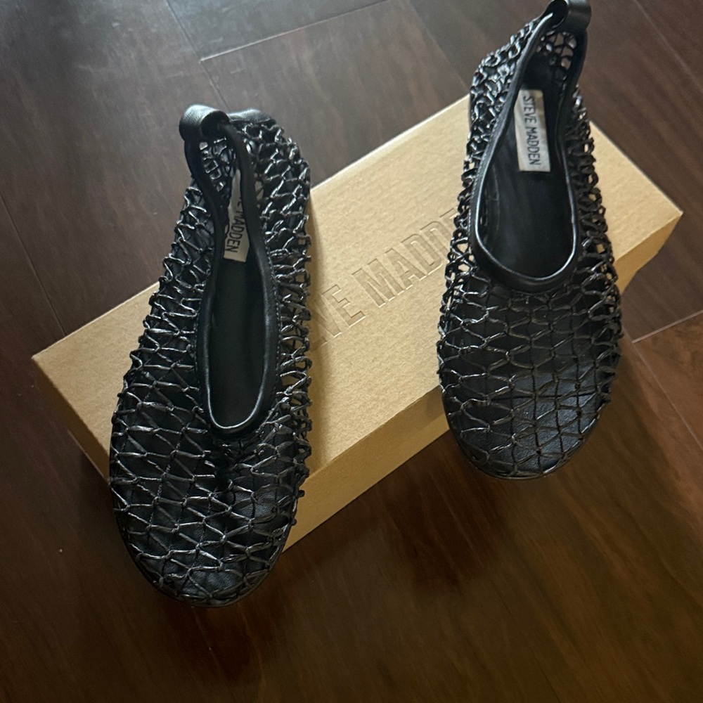 Steve Madden Black Woven Ballet Flats